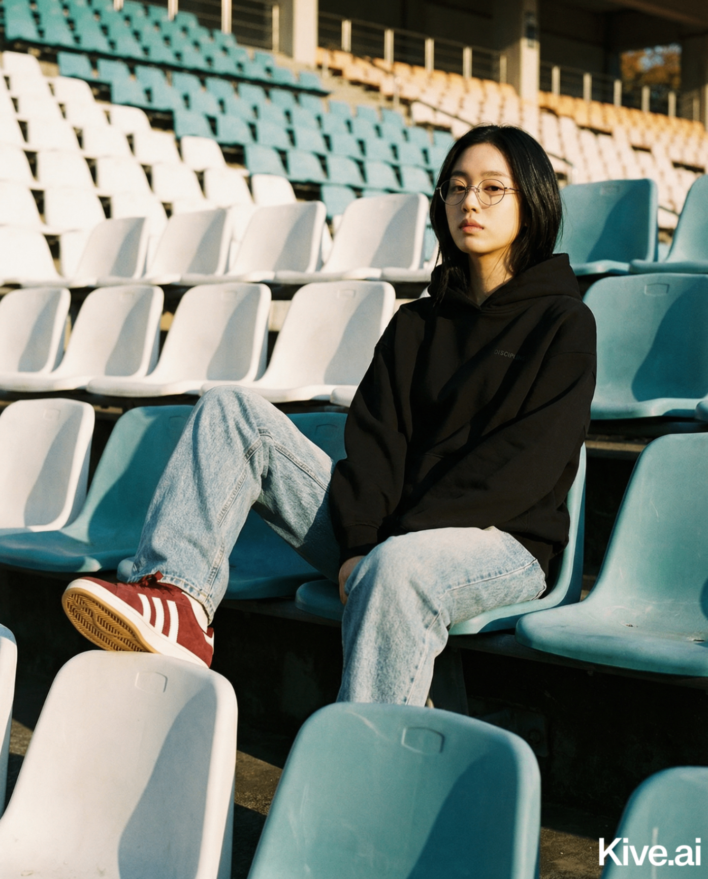 KRZY black hoodie — stadium seats
